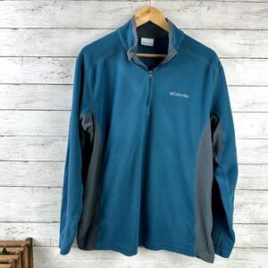 Columbia Fleece 1/4 Zip Fleece Mens Large Green Gray‎ lightweight